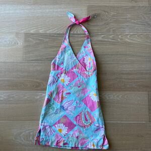 Lilly Pulitzer Adios Patch Girl's Halter Dress White Label Vintage